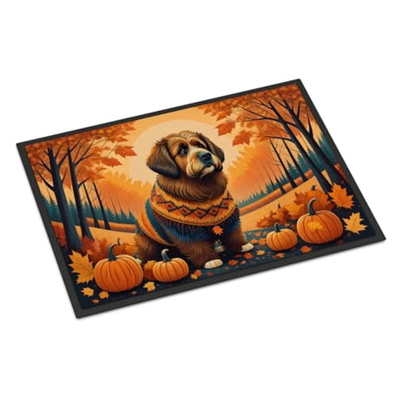 Caroline's Treasures DAC1028MAT Briard Fall Doormat 18x27 Front Door Mat Indoor Outdoor Rugs for Entryway, Non Slip Washable Low Pile, 18H X 27W