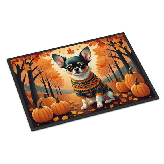 Carolines Treasures DAC1035MAT 18 x 27 in. Unisex Tricolor Chihuahua Fall Doormat