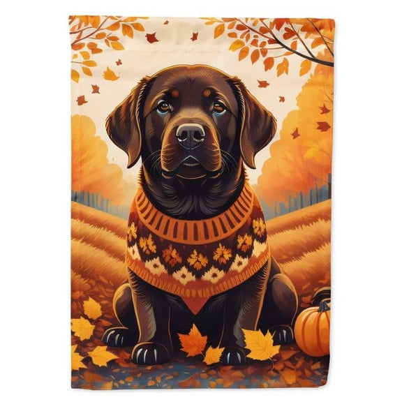 Chocolate Labrador Retriever Fall House Flag