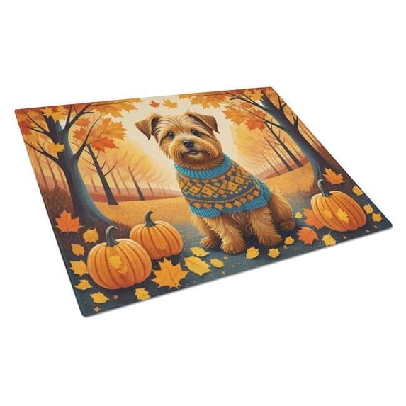 Carolines Treasures DAC1060LCB 15 x 12 in. Unisex Norfolk Terrier Fall Glass Cutting Board - Large