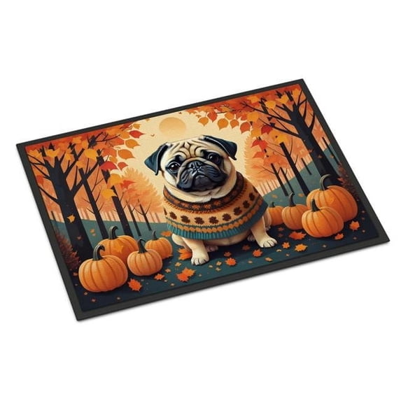 Carolines Treasures DAC1065MAT 18 x 27 in. Unisex Fawn Pug Fall Doormat