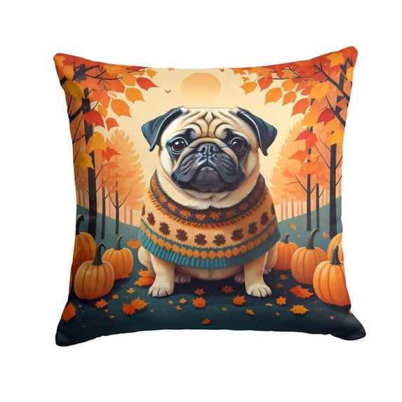 Carolines Treasures DAC1065PW1818 18 x 18 in. Unisex Fawn Pug Fall Fabric Decorative Pillow