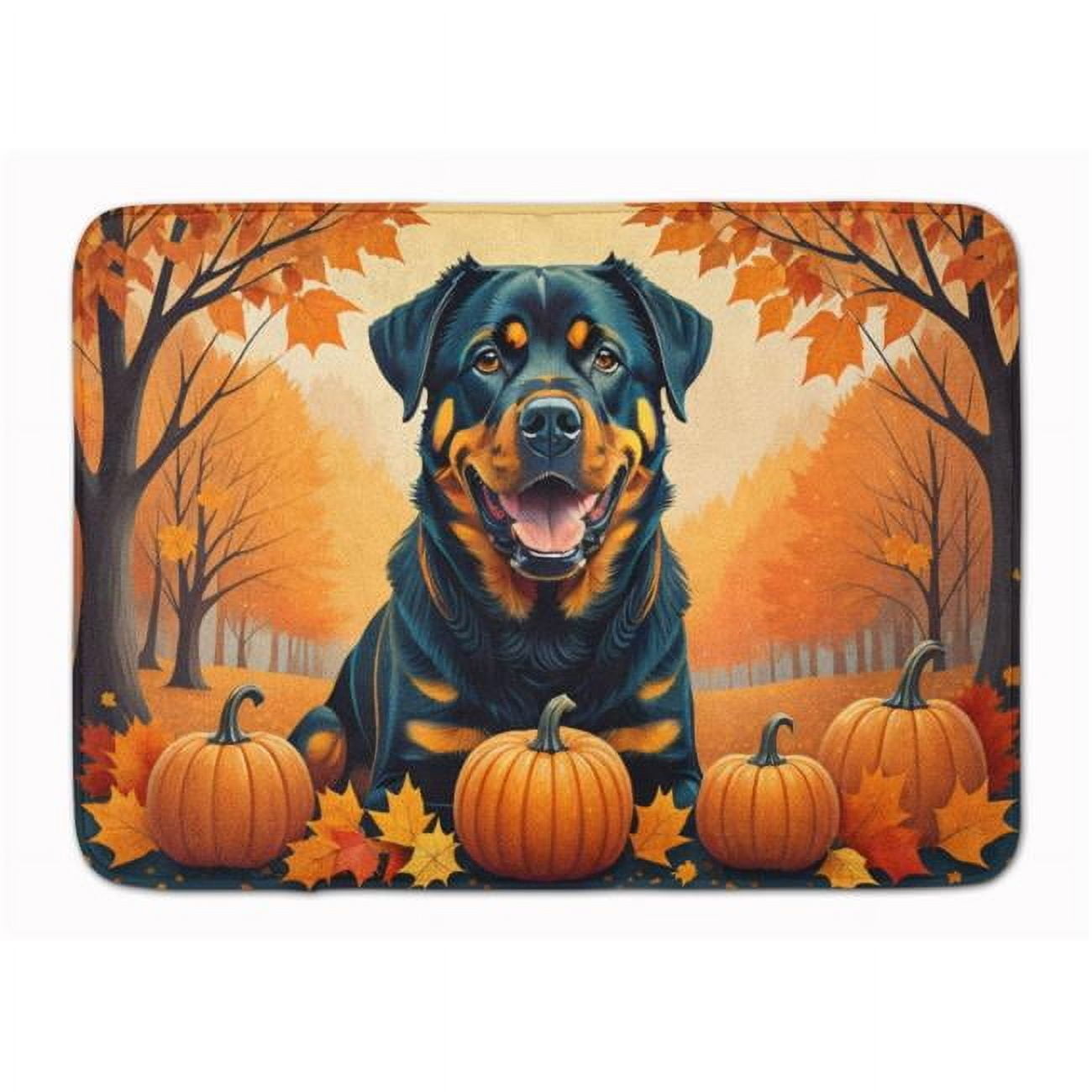 Carolines Treasures DAC1067RUG 19 x 27 in. Unisex Rottweiler Fall Memory Foam Kitchen Mat