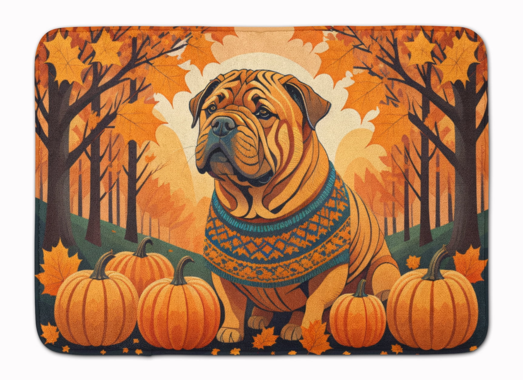 Carolines Treasures DAC1070RUG 19 x 27 in. Unisex Shar Pei Fall Memory Foam Kitchen Mat