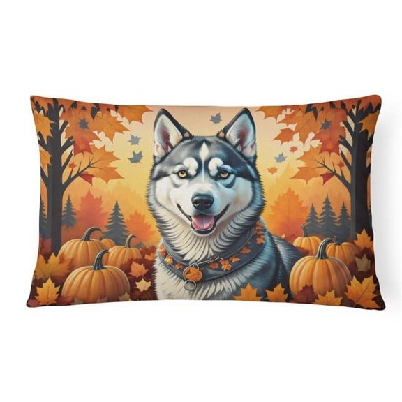 Carolines Treasures DAC1074PW1216 16 x 12 in. Unisex Siberian Husky Fall Fabric Decorative Pillow
