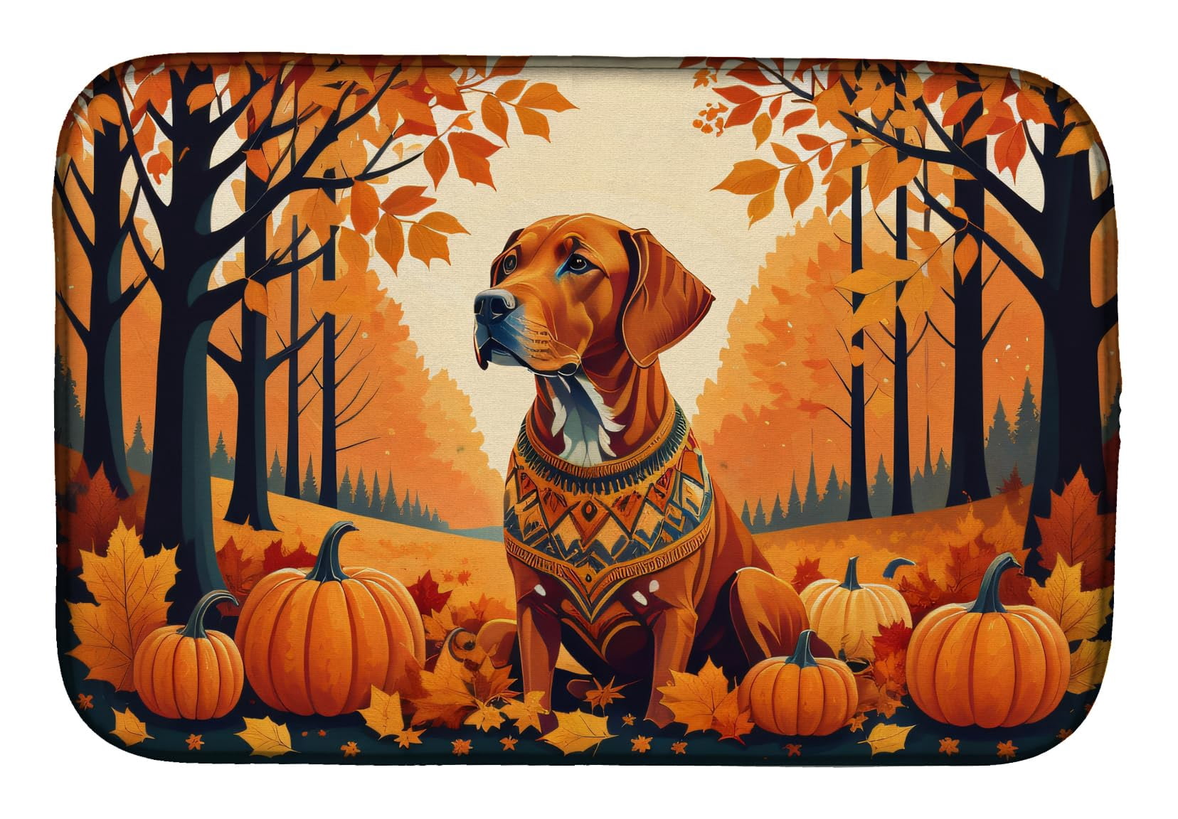 Vizsla Fall Dish Drying Mat 14 in x 21 in
