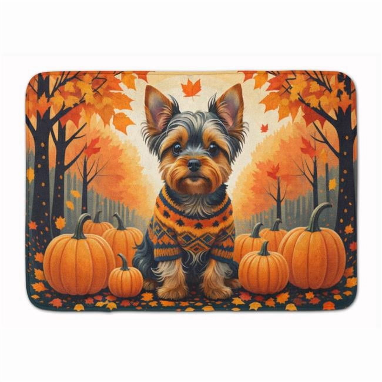 Carolines Treasures DAC1081RUG 19 x 27 in. Unisex Yorkshire Terrier Fall Memory Foam Kitchen Mat