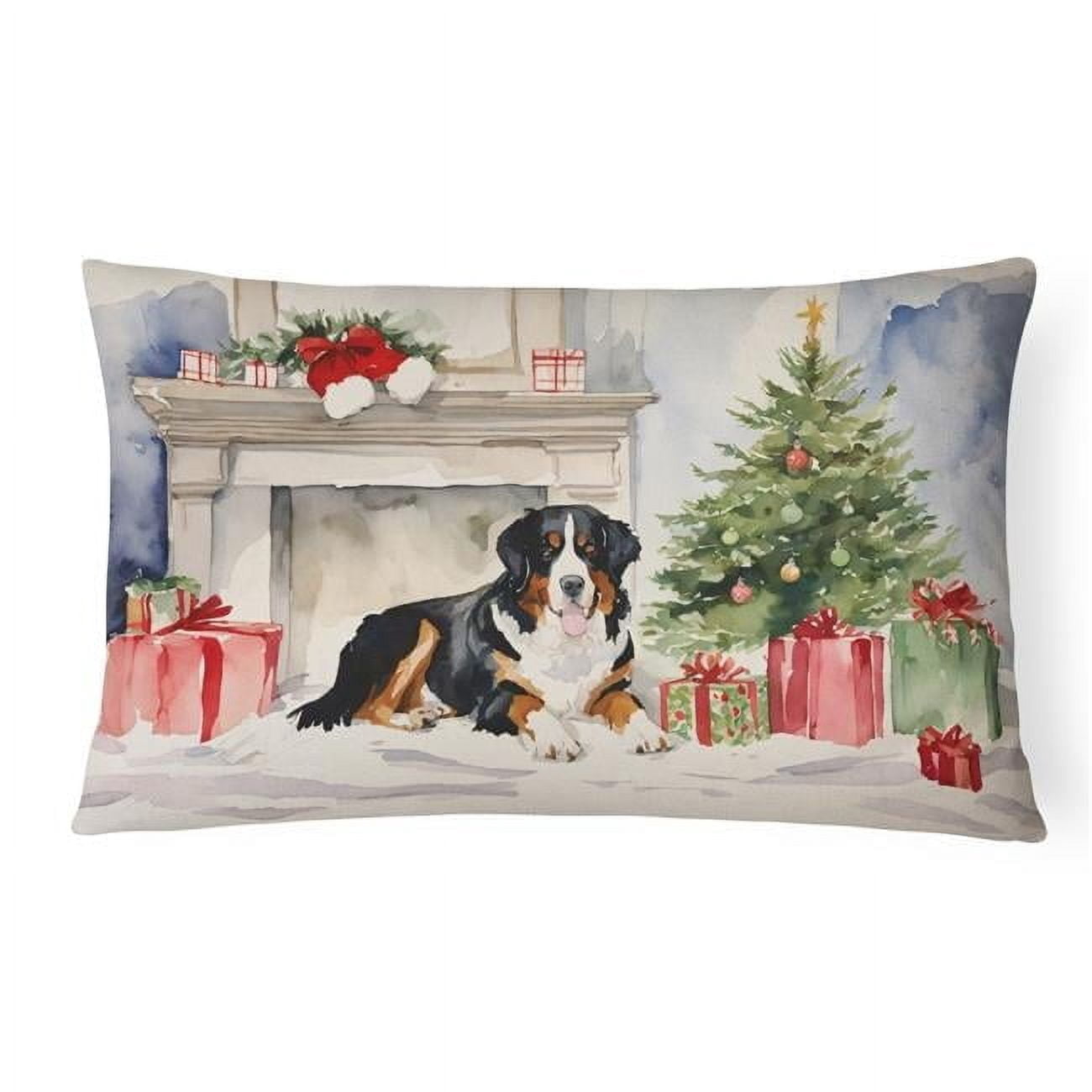 Peking Handicraft Bernese Mountain Dog Christmas Hooked Pillow – 18 Inch Wool Holiday Decorative Throw Pillow