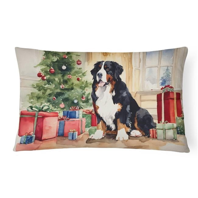 Carolines Treasures DAC1262PW1216 16 x 12 in. Unisex Bernese Mountain Dog Christmas Fabric Decorative Pillow