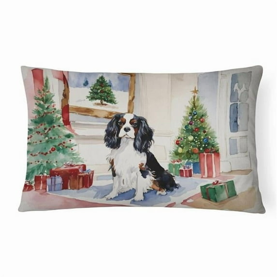 Carolines Treasures DAC1315PW1216 16 x 12 in. Unisex Cavalier Spaniel Christmas Fabric Decorative Pillow