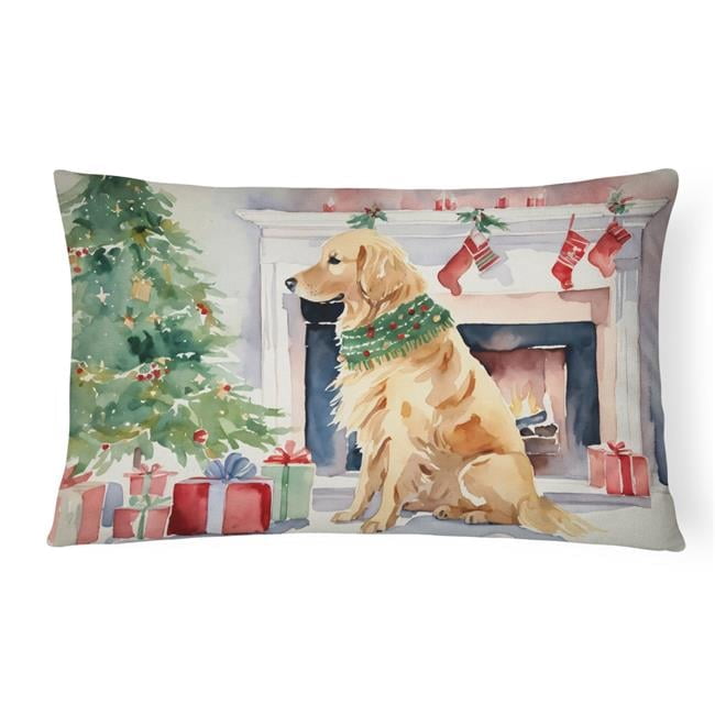 Carolines Treasures DAC1364PW1216 16 x 12 in. Unisex Golden Retriever Christmas Fabric Decorative Pillow