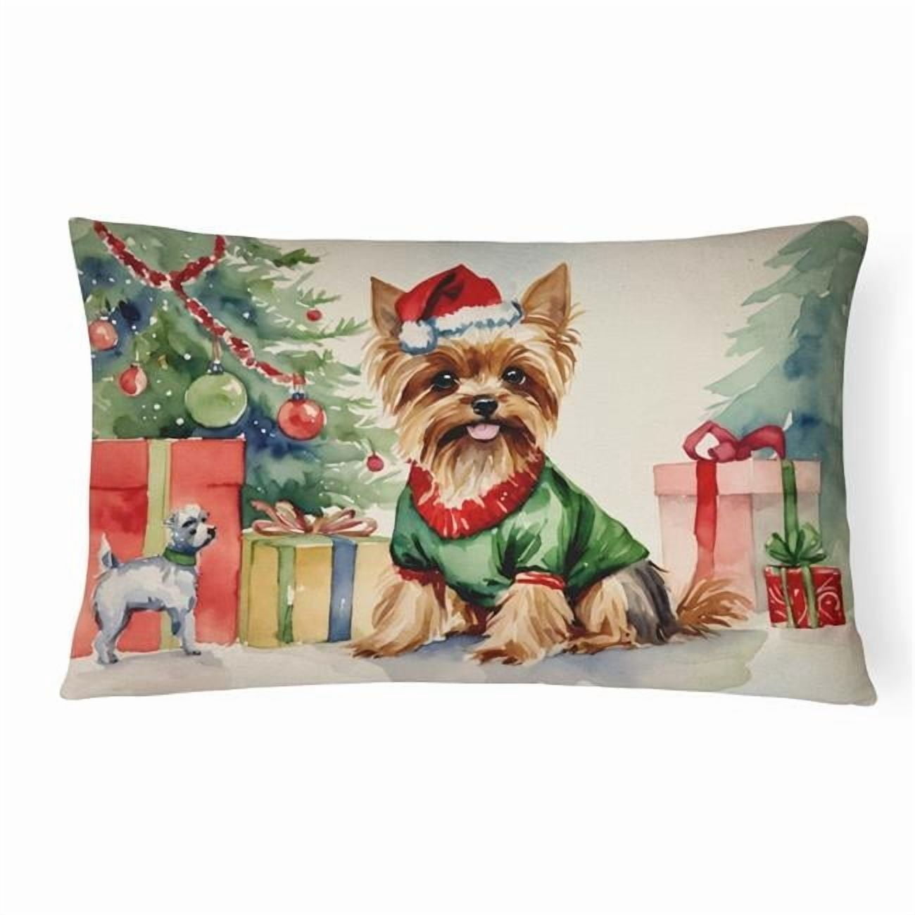 Carolines Treasures DAC1397PW1216 16 x 12 in. Unisex Yorkie Christmas Fabric Decorative Pillow