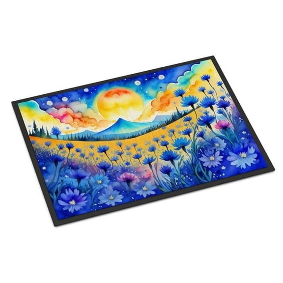 Carolines Treasures DAC1412MAT 18 x 27 in. Unisex Blue Cornflowers in Color Doormat