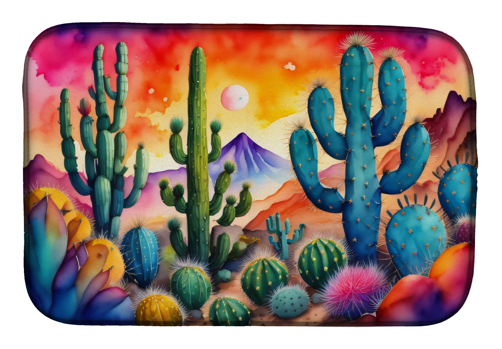 Carolines Treasures DAC1415DDM 21 x 14 in. Cactus in Color Dish Drying Mat