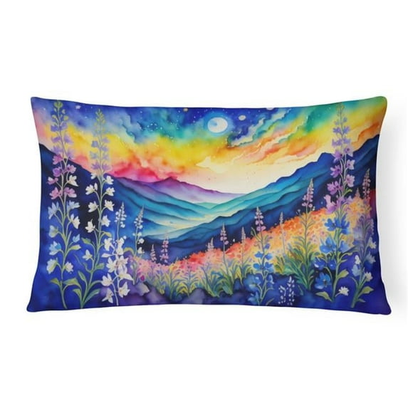 Carolines Treasures DAC1428PW1216 16 x 12 in. Unisex Delphinium in Color Fabric Decorative Pillow