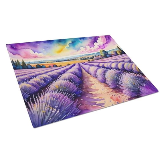 Carolines Treasures DAC1431LCB 15 x 12 in. Unisex English Lavender in Color Glass Cutting Board - Large