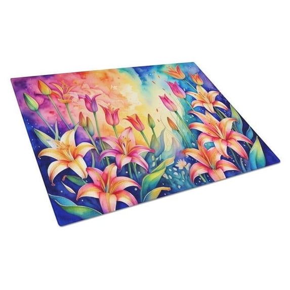 Carolines Treasures DAC1444LCB 15 x 12 in. Lilies in Color Glass Cutting Board - Large