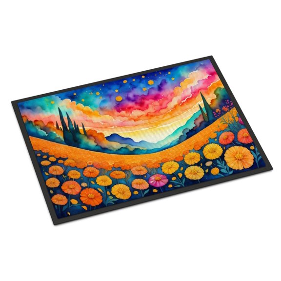 Caroline's Treasures DAC1447MAT Marigolds in Color Doormat 18x27 Front Door Mat Indoor Outdoor Rugs for Entryway, Non Slip Washable Low Pile, 18H X 27W