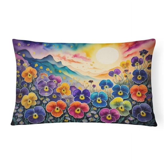 Carolines Treasures DAC1450PW1216 16 x 12 in. Unisex Pansies in Color Fabric Decorative Pillow