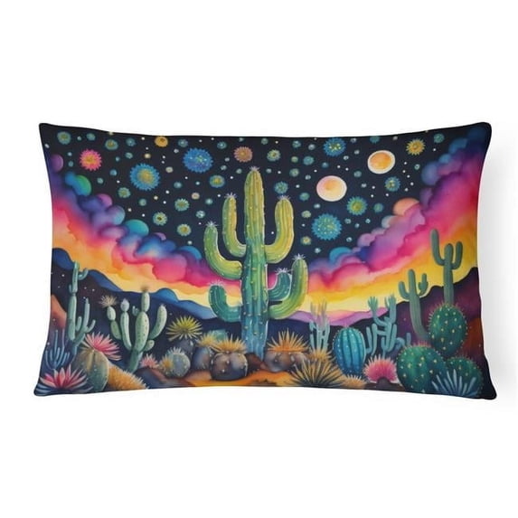 Carolines Treasures DAC1455PW1216 16 x 12 in. Unisex Queen of the Night Cactus in Color Fabric Decorative Pillow