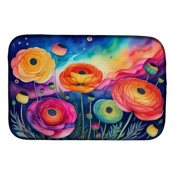 Carolines Treasures DAC1456DDM 21 x 14 in. Ranunculus in Color Dish Drying Mat