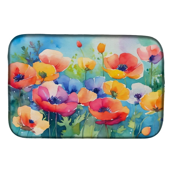 Carolines Treasures DAC1545DDM 21 x 14 in. Anemones in Watercolor Dish Drying Mat