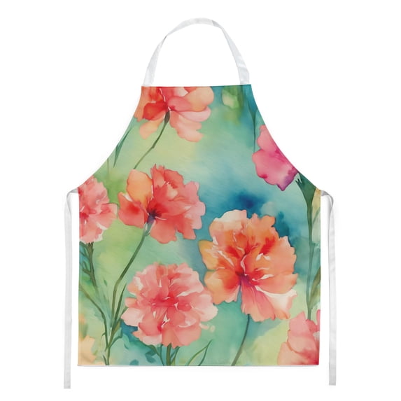 Carnations in Watercolor Apron 27 in x 30 in