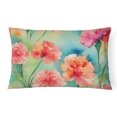 thumbnail image 1 of Carnations in Watercolor Fabric Decorative Pillow 12 in x 16 in, 1 of 4