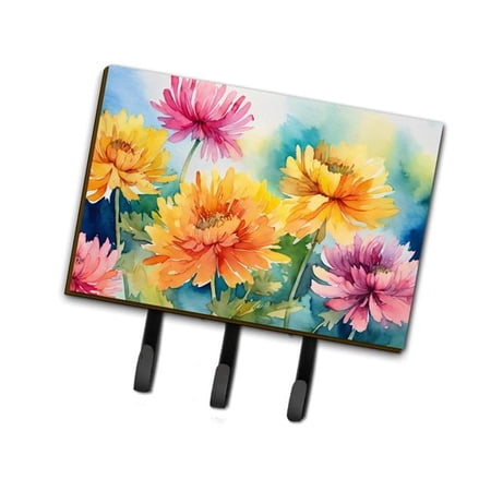 Carolines Treasures DAC1550TH68 9 x 6 in. Unisex Chrysanthemums in Watercolor Leash or Key Holder