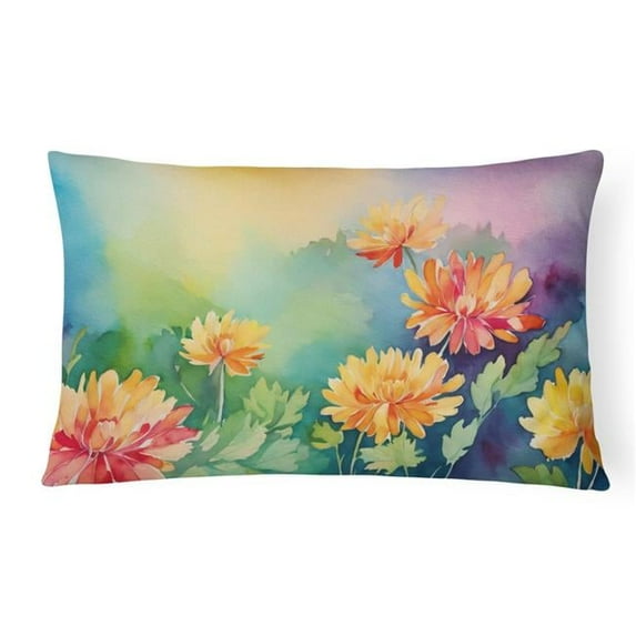 Carolines Treasures DAC1552PW1216 16 x 12 in. Unisex Chrysanthemums in Watercolor Fabric Decorative Pillow