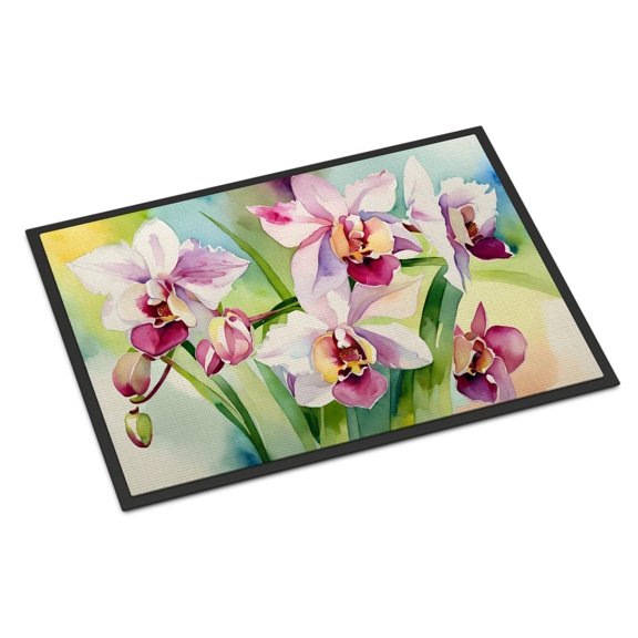 Carolines Treasures DAC1558JMAT 24 x 36 in. Unisex Orchids in Watercolor Indoor or Outdoor Mat