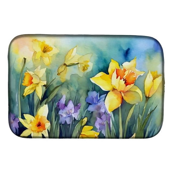Carolines Treasures DAC1561DDM 21 x 14 in. Daffodils in Watercolor Dish Drying Mat