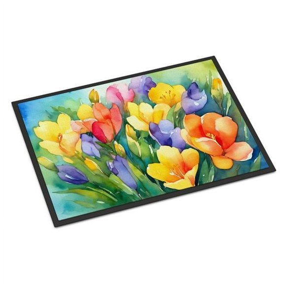 Carolines Treasures DAC1567MAT 18 x 27 in. Unisex Freesias in Watercolor Doormat
