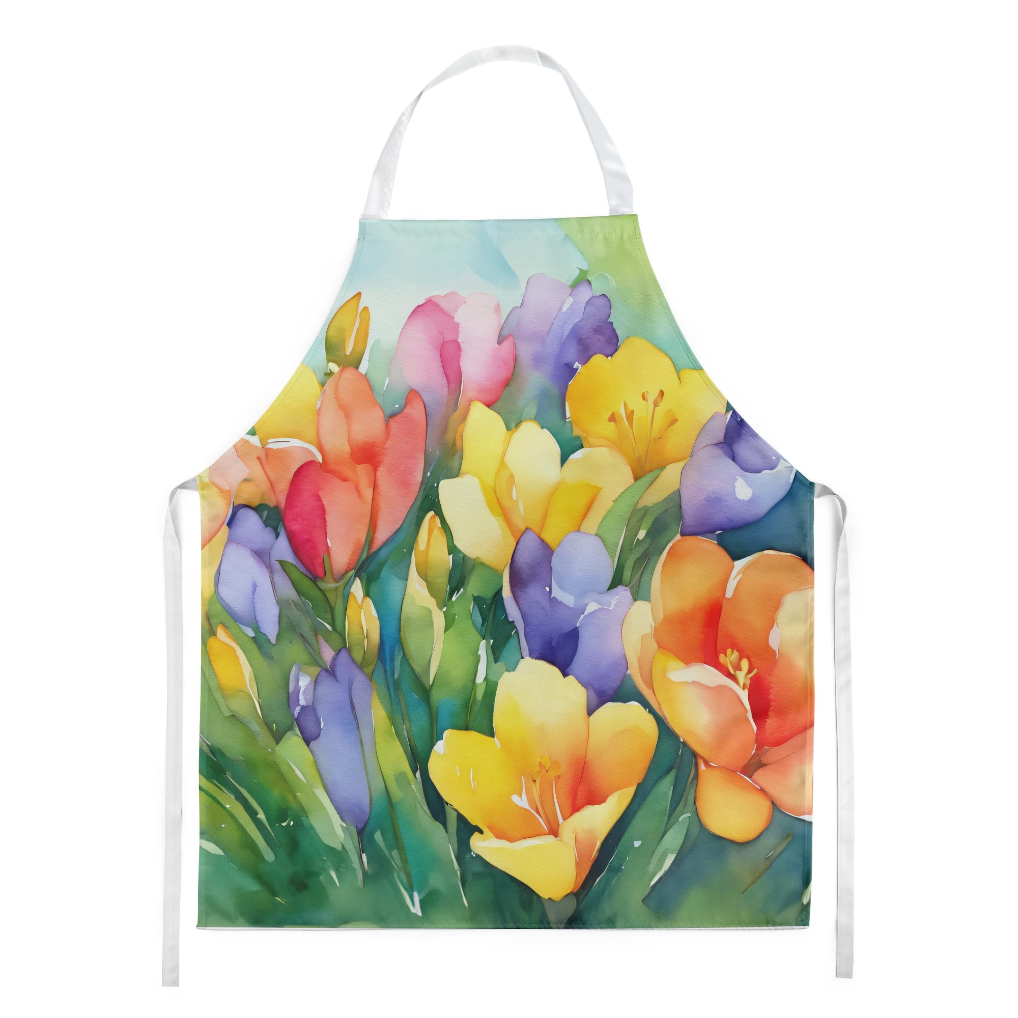 Freesias in Watercolor Apron 27 in x 30 in