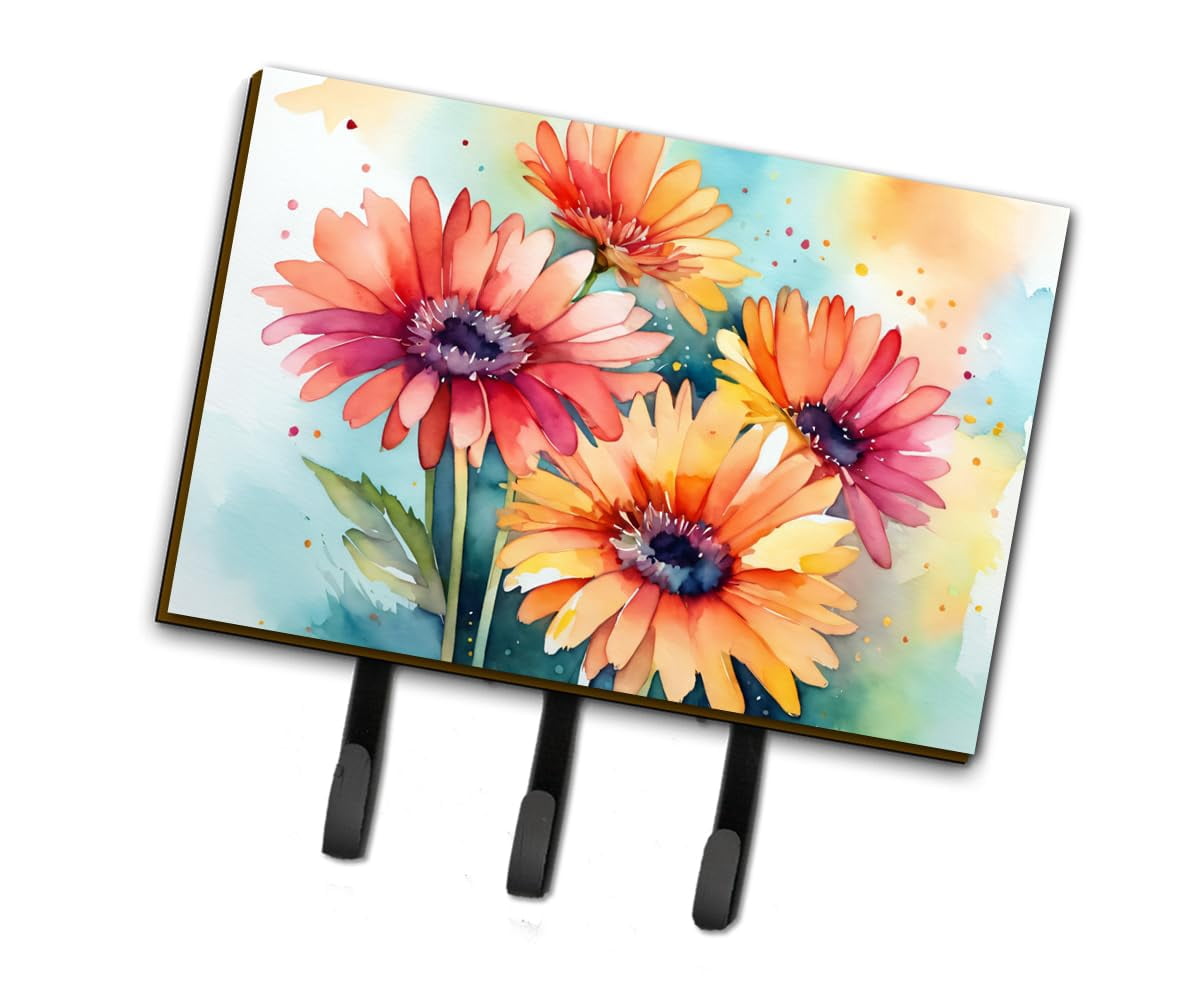 Gerbera Daisies in Watercolor Leash or Key Holder 6 in x 9 in