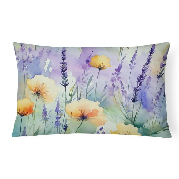 Carolines Treasures DAC1581PW1216 16 x 12 in. Unisex Lavender in Watercolor Fabric Decorative Pillow