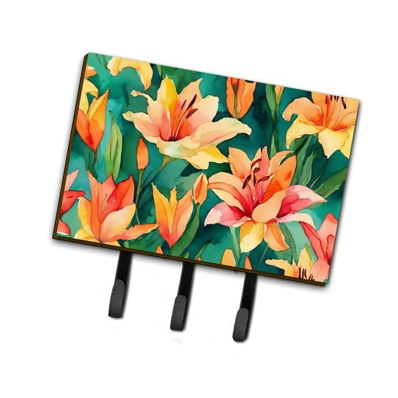 Lilies in Watercolor Leash or Key Holder 6 in x 9 in