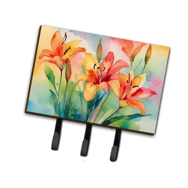 Lilies in Watercolor Leash or Key Holder 6 in x 9 in