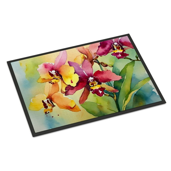 Carolines Treasures DAC1591MAT 18 x 27 in. Unisex Orchids in Watercolor Doormat