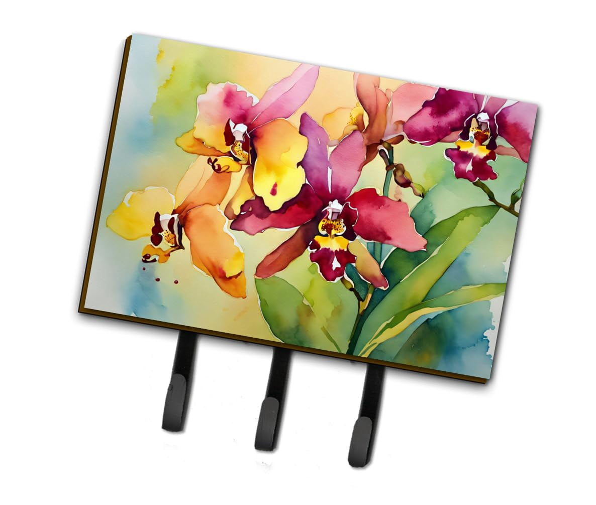 Orchids in Watercolor Leash or Key Holder 6 in x 9 in