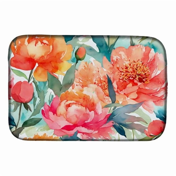 Carolines Treasures DAC1596DDM 21 x 14 in. Peonies in Watercolor Dish Drying Mat