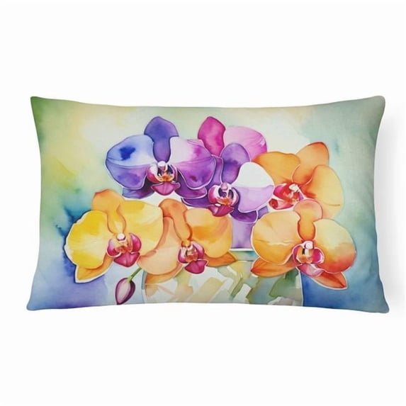 Carolines Treasures DAC1601PW1216 16 x 12 in. Unisex Orchids in Watercolor Fabric Decorative Pillow