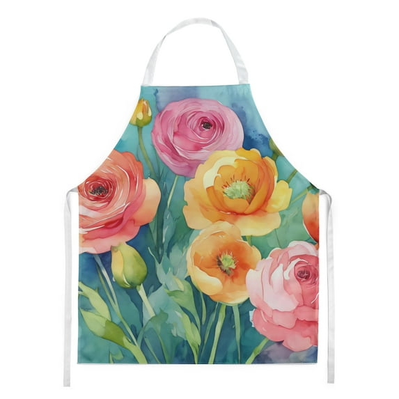 Ranunculus in Watercolor Apron 27 in x 30 in