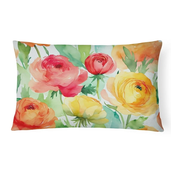 Carolines Treasures DAC1606PW1216 16 x 12 in. Unisex Ranunculus in Watercolor Fabric Decorative Pillow
