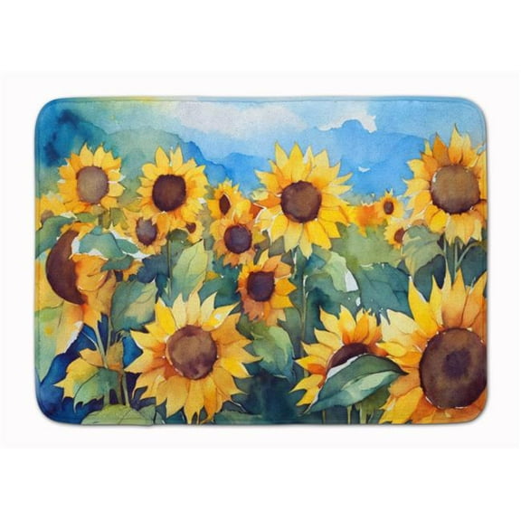 Carolines Treasures DAC1610RUG 19 x 27 in. Unisex Sunflowers in Watercolor Memory Foam Kitchen Mat