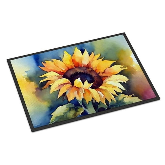 Carolines Treasures DAC1615MAT 18 x 27 in. Unisex Sunflowers in Watercolor Doormat
