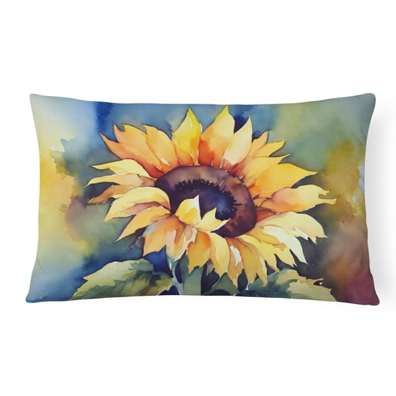 Sunflowers in Watercolor Fabric Decorative Pillow 12 in x 16 in
