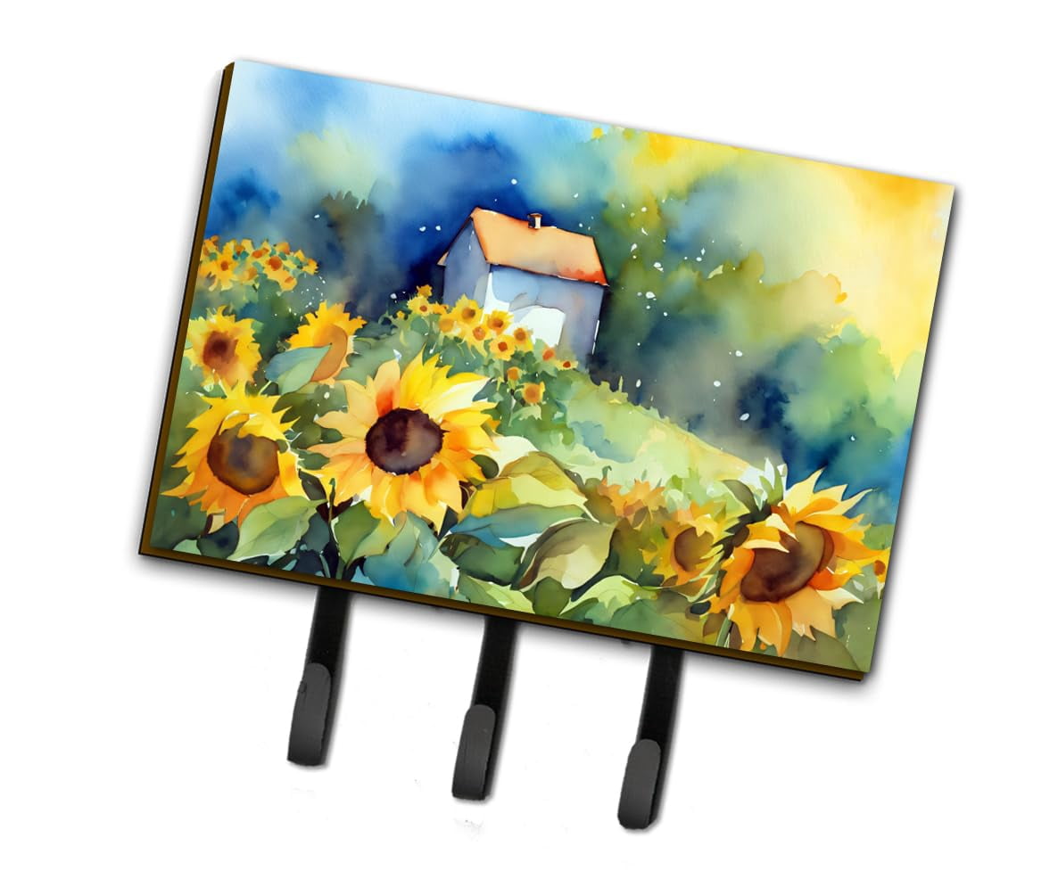 Sunflowers in Watercolor Leash or Key Holder 6 in x 9 in
