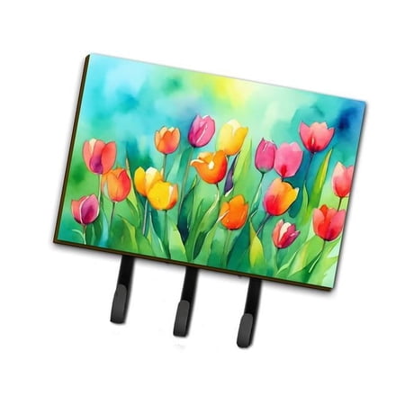 Tulips in Watercolor Leash or Key Holder 6 in x 9 in