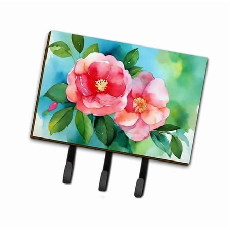 Alabama Camellia in Watercolor Leash or Key Holder 6 in x 9 in